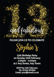 sparkly 13th birthday party invitations