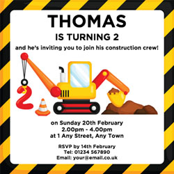 2nd birthday digger party invitations