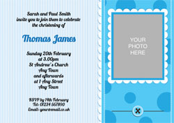 blue buttons christening invitations