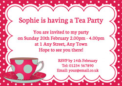 polka dot tea cup invitations