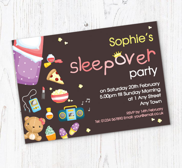 sleepover birthday party invitations
