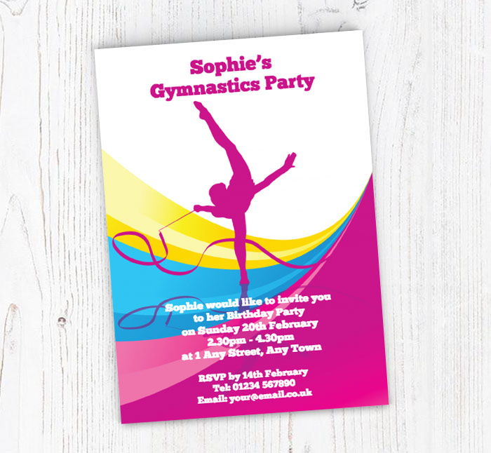 gymnastics with ribbon invitations