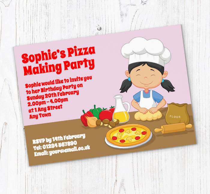 pizza making party invitations