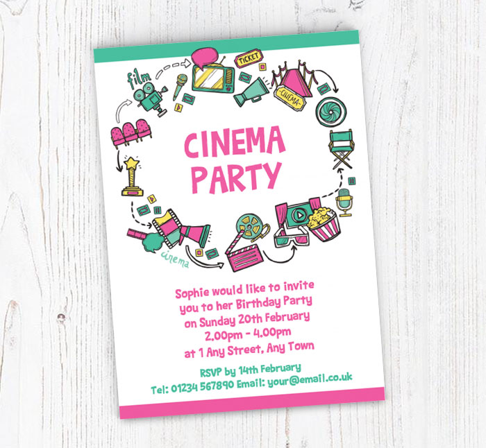movie icons party invitations