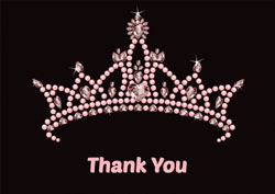 pink tiara thank you cards