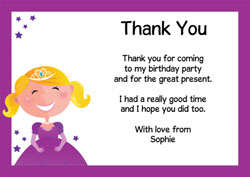 smiling princess thank you cards