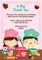 girl and boy baking thank you cards
