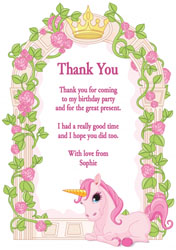 unicorn and roses thank you cards
