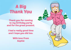 girls snowboarding thank you cards