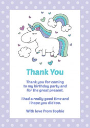unicorn rainbow thank you cards
