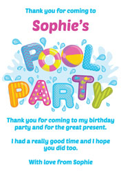pool party thank you cards for girls