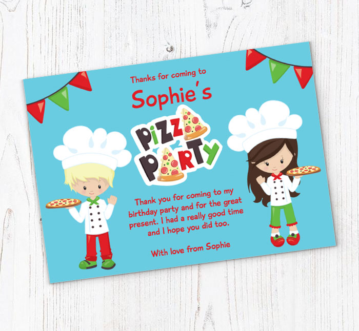 childrens pizza party thank you cards