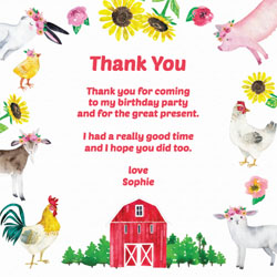 farm animals thank you cards