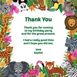 wild animals thank you cards