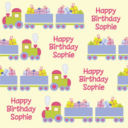 birthday train wrapping paper