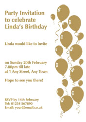 gold foil balloons party invitations