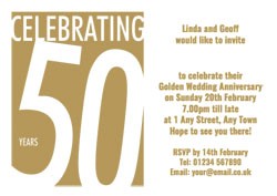 50 years gold foil party invitations