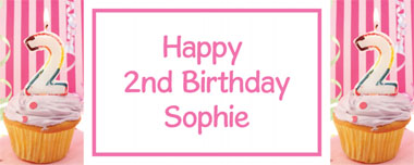 2nd birthday pink cupcake party banner