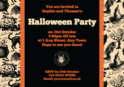 black cats and spiders invitations
