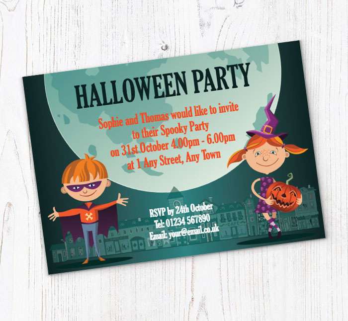 halloween boy and girl invitations