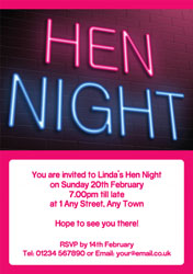 neon hen party invitations