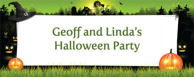 witches hat and pumpkins party banner
