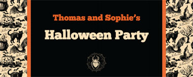 black cats and spiders party banner