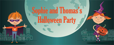 halloween boy and girl party banner