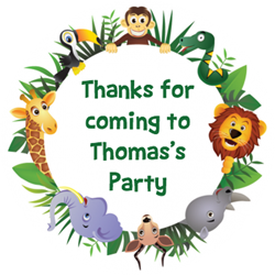 jungle animals party stickers