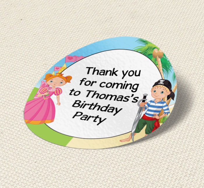 pirate and princess party stickers