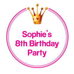 princess crown party stickers