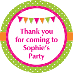 dots and bunting party stickers