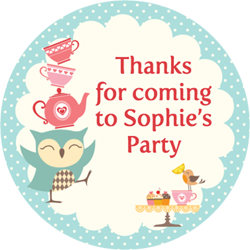 owl tea party stickers