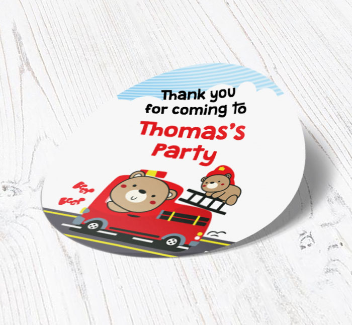fire engine bear party stickers