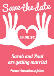 heart hands save the date cards
