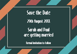 diagonal stripes save the date cards