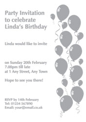 silver foil balloons party invitations