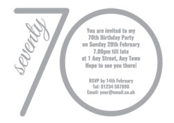 70th silver foil party invitations