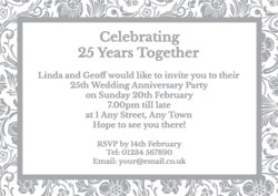 silver foil floral border invitations
