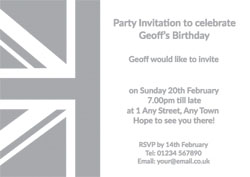 silver foil union jack party invitations