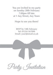 silver foil bow party invitations