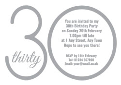 30th silver foil party invitations
