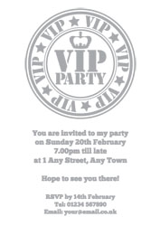 silver foil VIP stamp party invitations