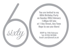 60th silver foil party invitations