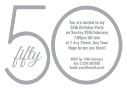 50th silver foil party invitations
