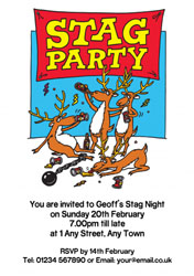 cartoon stags party invitations