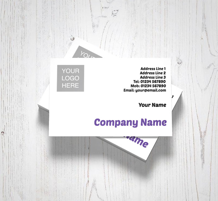 purple logo upload business cards