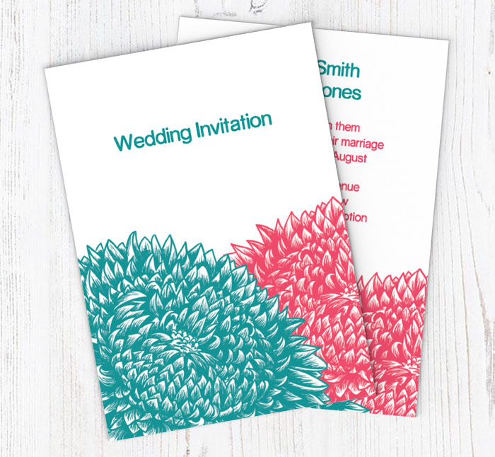 chrysanthemums wedding invitations