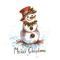 sketch snowman christmas card