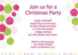 pink and green baubles invitations